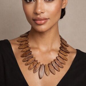 Picture Jasper Statement Necklace – Marquise Stone Bib – Southwestern Style Boho